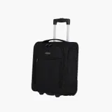 Sort Travelite Cabin Underseater i stof med frontlomme, to hjul og udtrukket håndtag